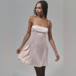 Urban Outfitters | Anabella Satin Mini Dress New Medium Ballerina Soft Baby Pink